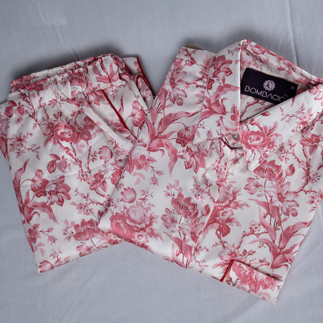 Pink flower women nightwear