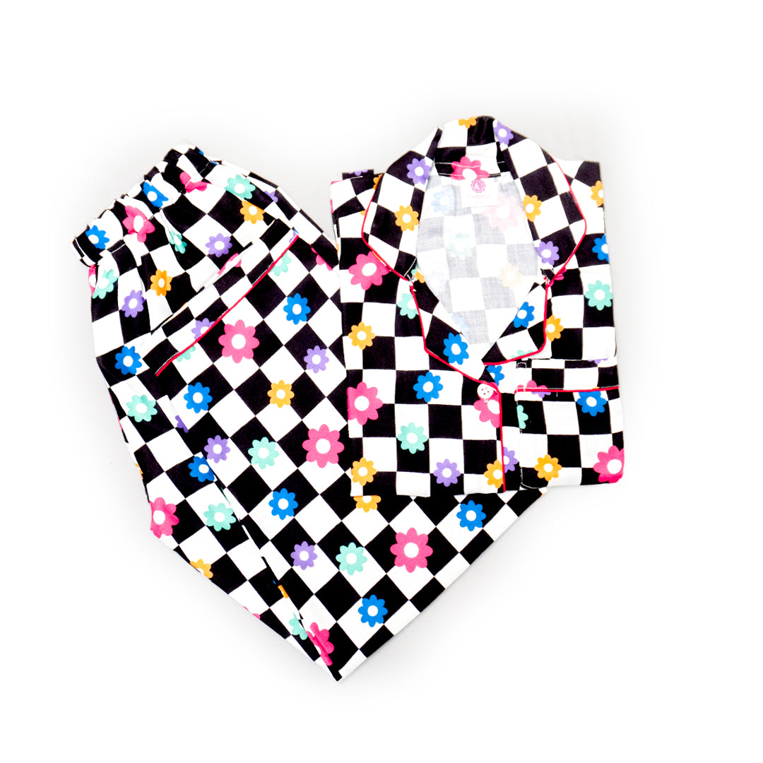 Floral Grid Night Suit