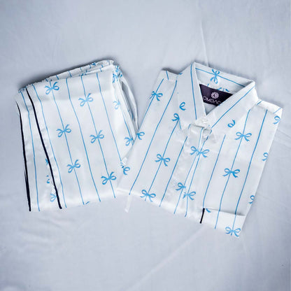 Blue bow women nightwear