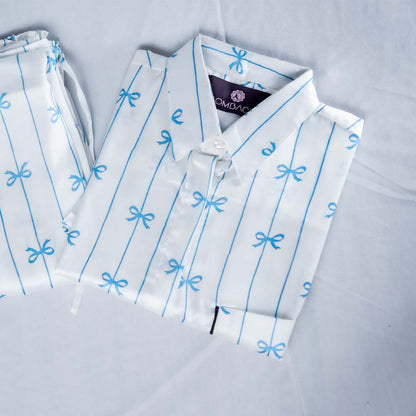 Blue bow women nightwear