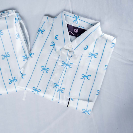 Blue bow women nightwear