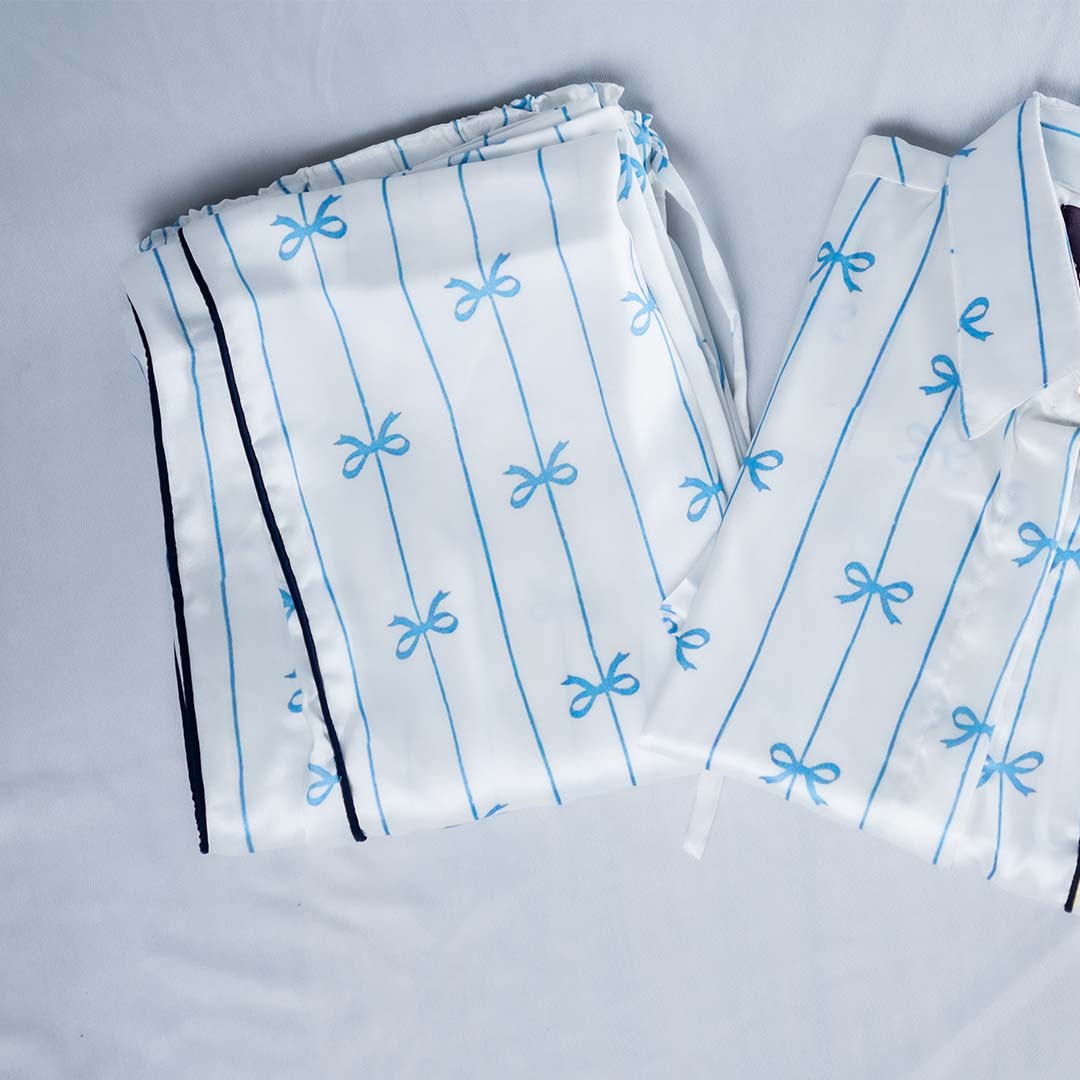 Blue bow women nightwear