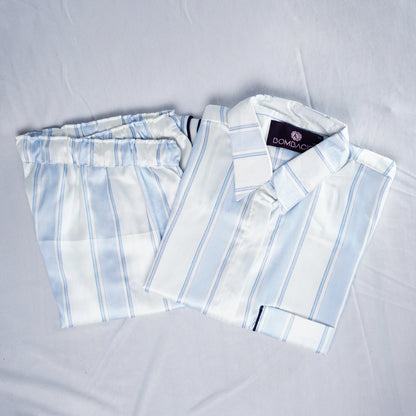 Blue & white stripe women nightwear