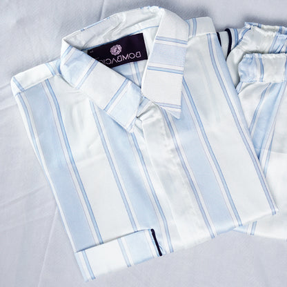 Blue & white stripe women nightwear