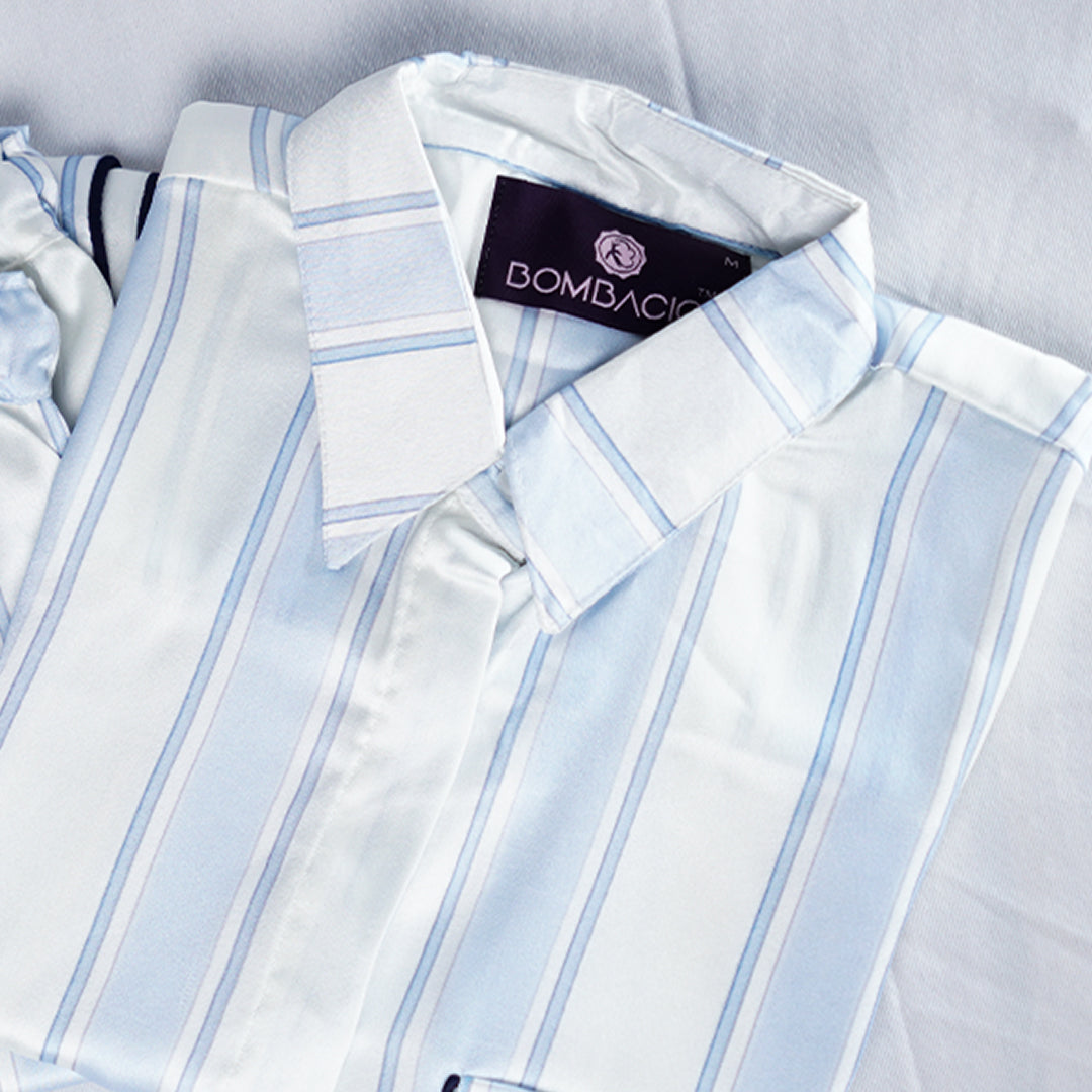 Blue & white stripe women nightwear