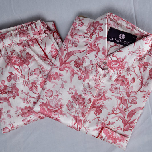 Pink flower women nightwear