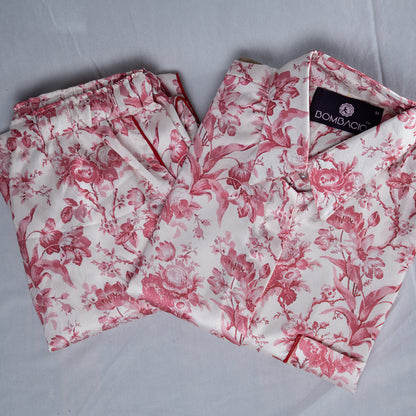 Pink flower women nightwear