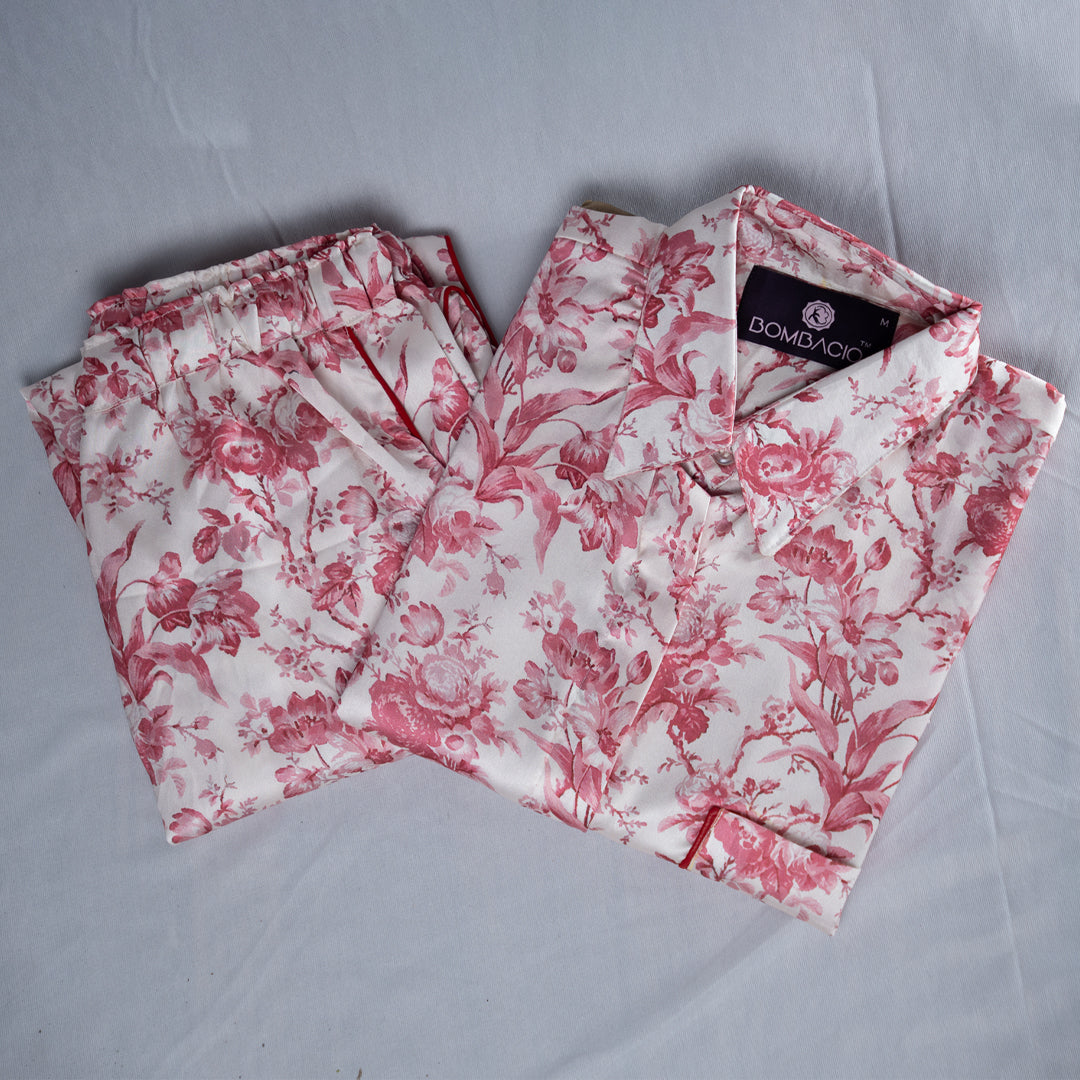 Pink flower women nightwear