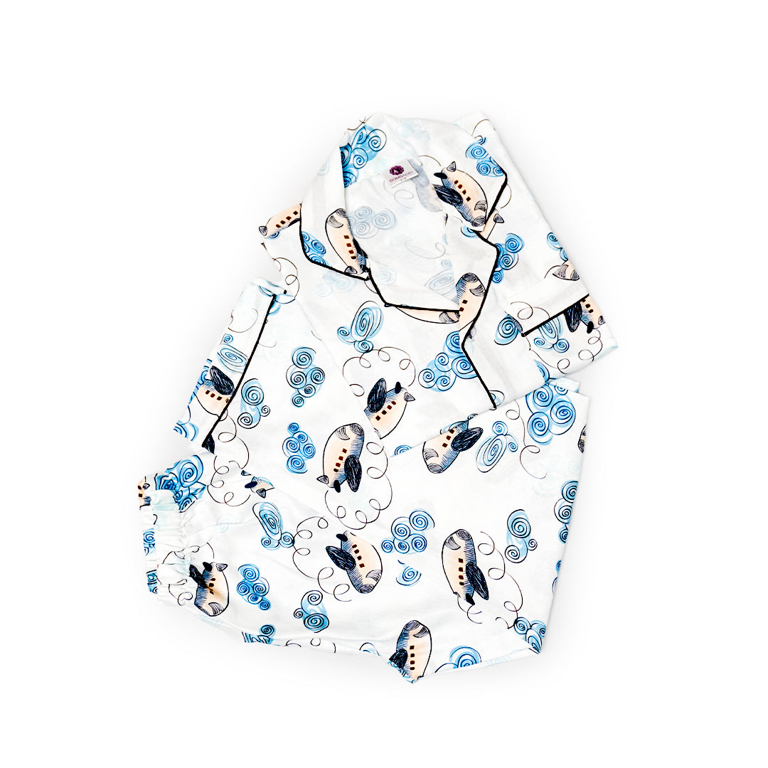 Blue Bloom Night Suit