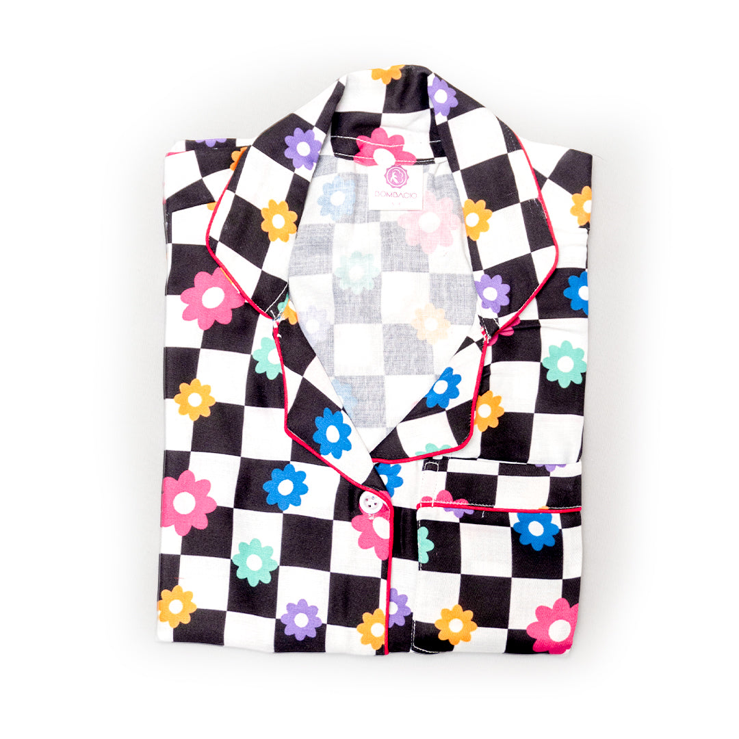 Floral Grid Night Suit