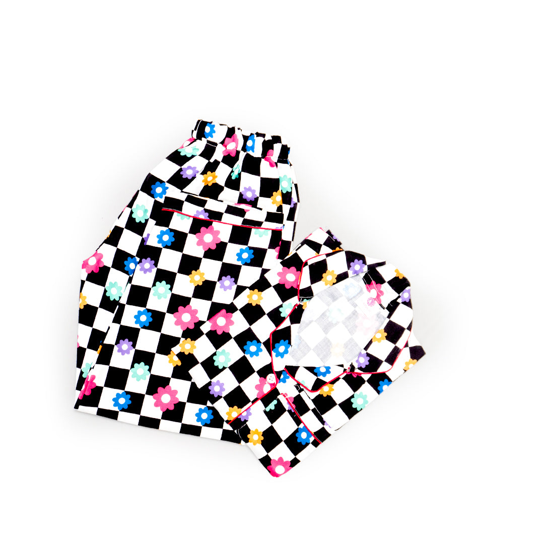 Floral Grid Night Suit